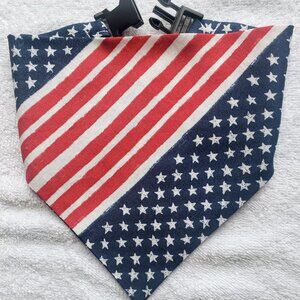 Clip on Dog Bandana With Buckle Pet Cat Bandanna Scarf Patriotic Stars & Stripes
